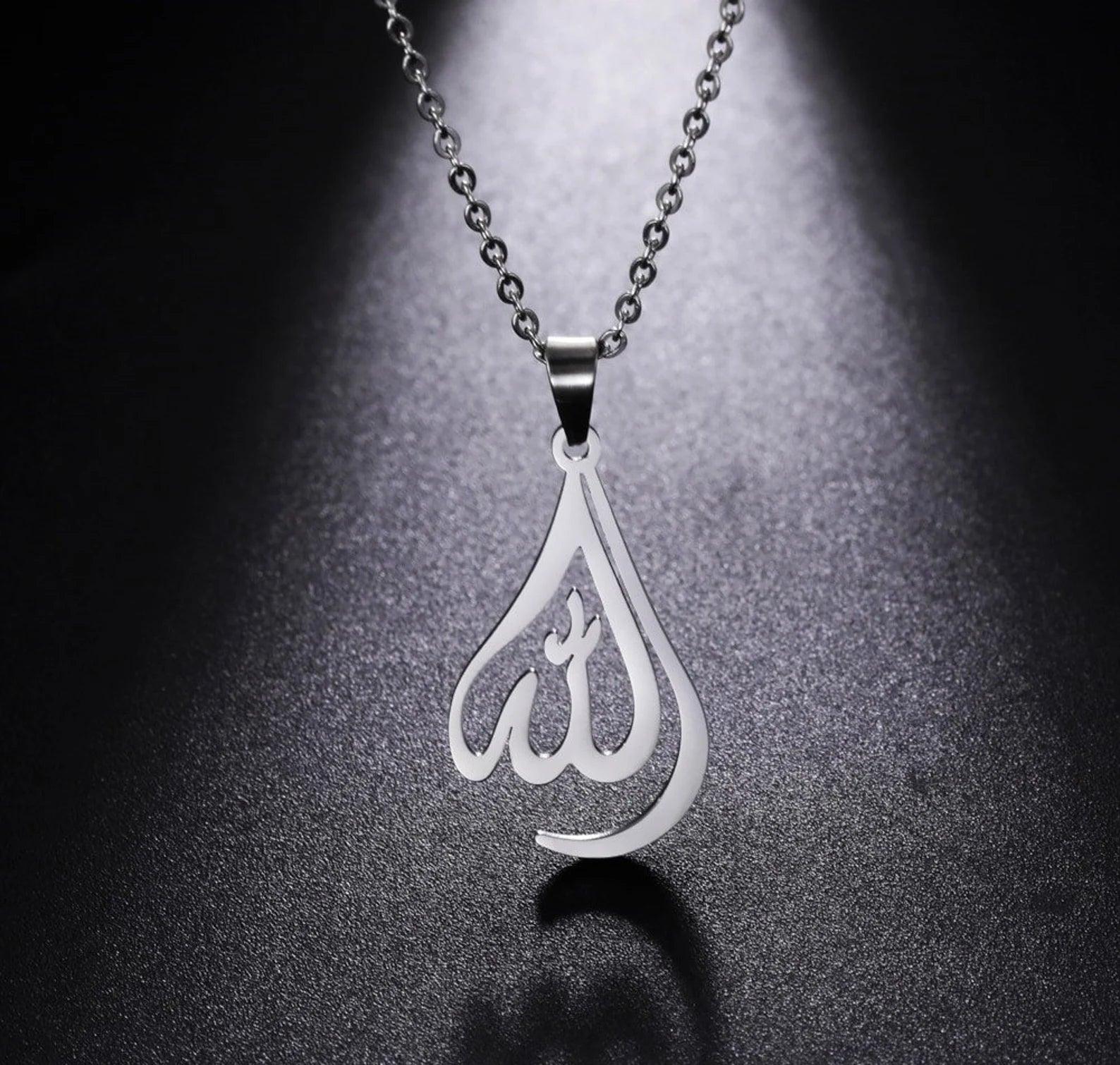 Bijou-arabe-Allah-Goutte-Femme-argent-islam