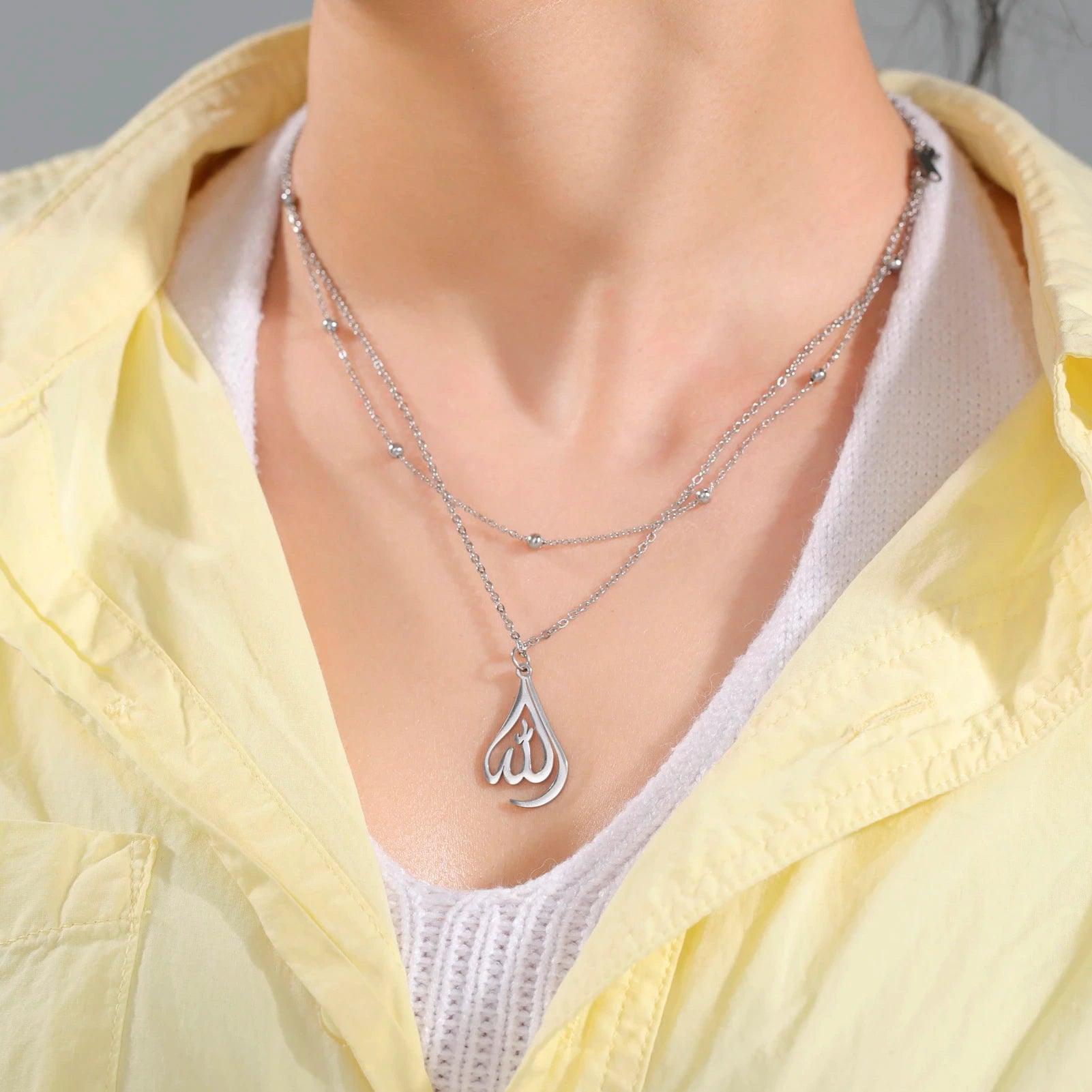 Pendentif arabe Allah Goutte Femme argent islam